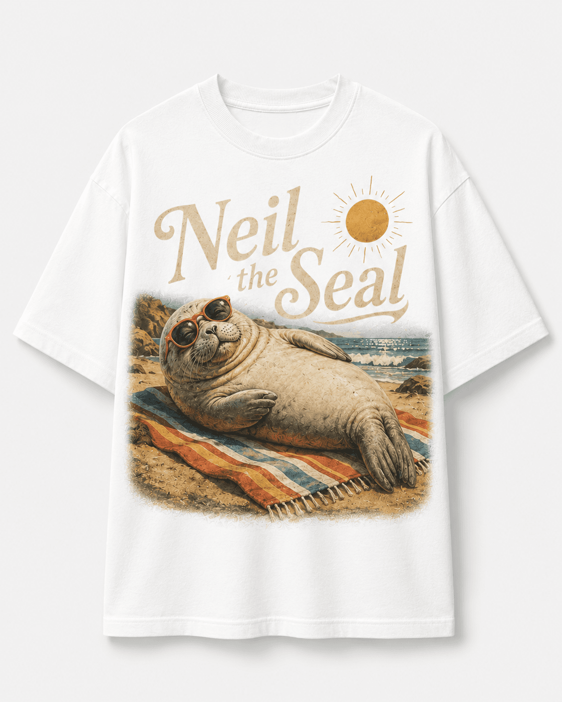 Neil on the Beach T-Shirt - White