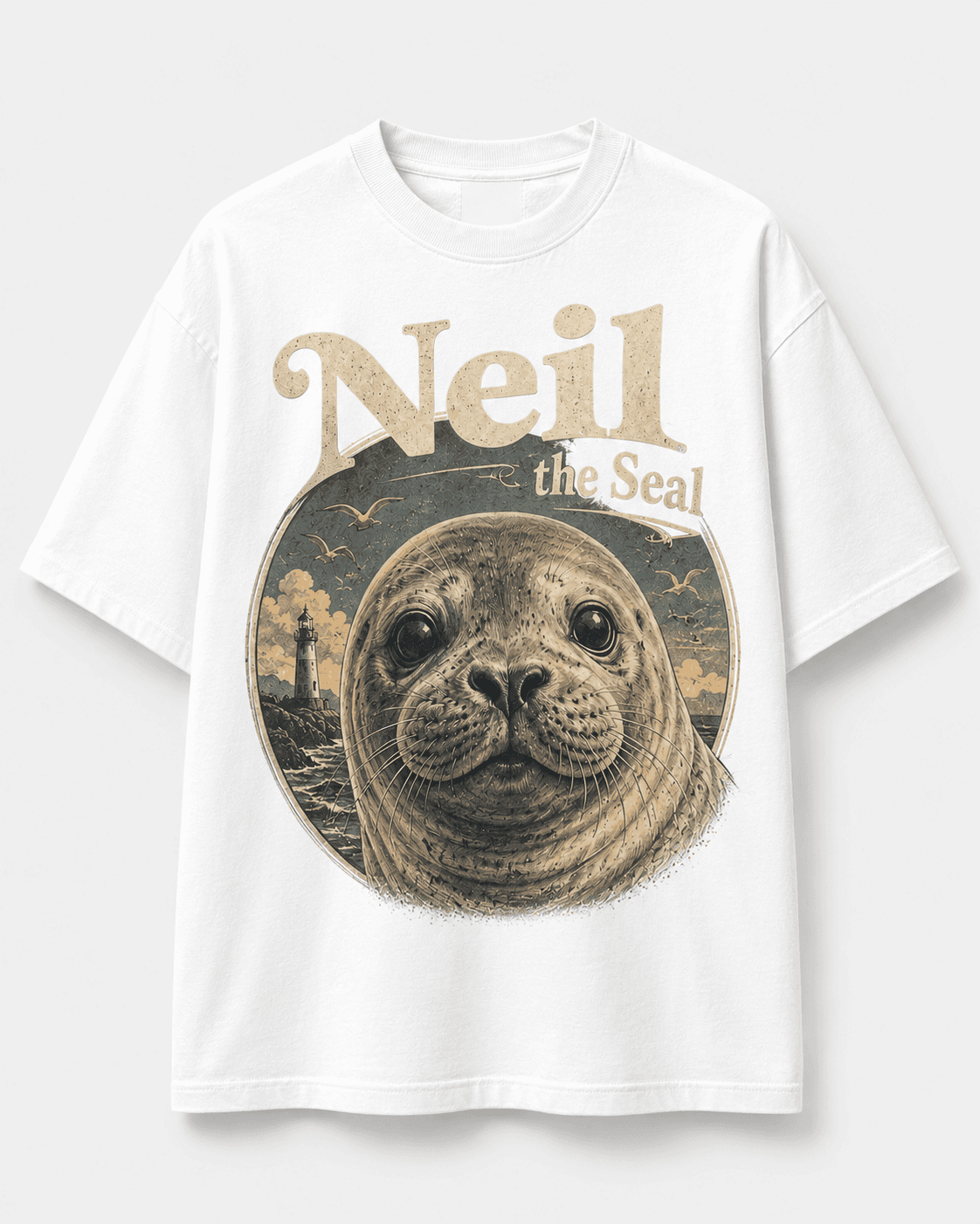 Neil the Seal Portrait T-Shirt - White